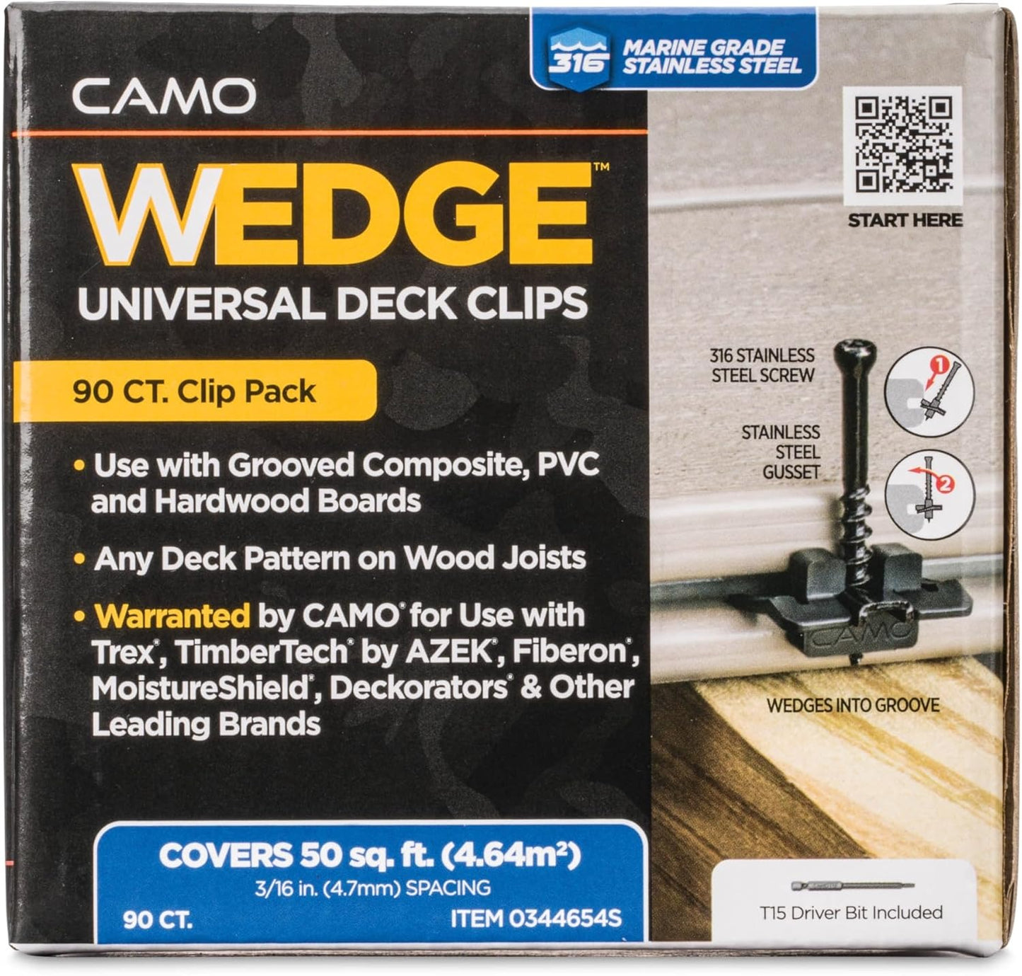 CAMO Wedge Clips Hidden Deck Fasteners 50SF 90CT